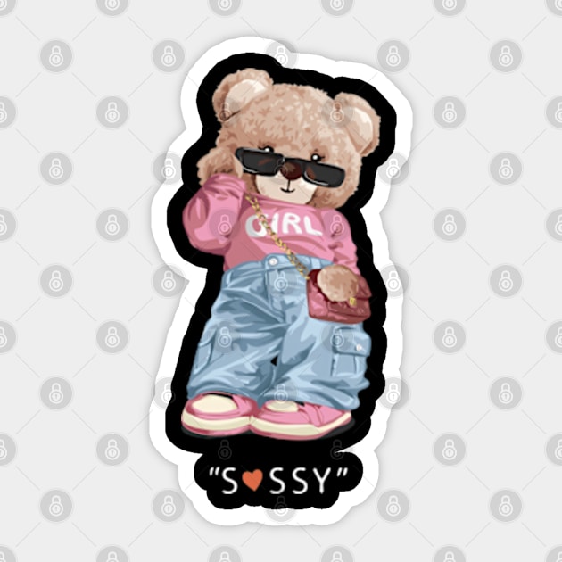 Sassy girl bear Sticker by EchoChicTees